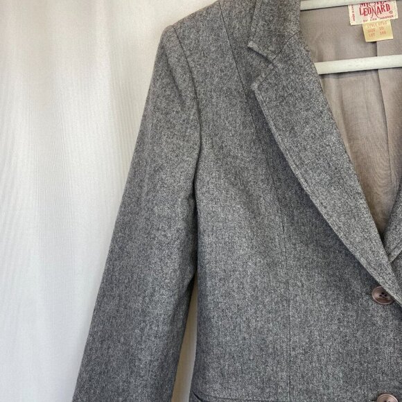 Vintage Mister Leonard Wool Blazer Notched Lapels Button Front Closure Gray W 10 - Picture 8 of 12